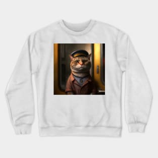 cat train conductor Crewneck Sweatshirt